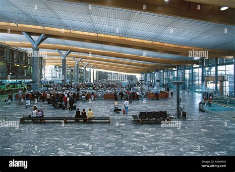 Norway, Oslo, Gardermoen Airport, passengers inside new terminal of ...