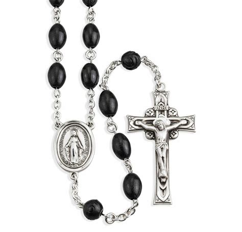 Oval Black Cocoa Bead Sterling Silver Rosary - Buy Religious Catholic Store