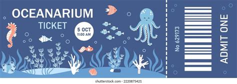 Vector Oceanarium Ticket Template Design Admit Stock Vector (Royalty ...