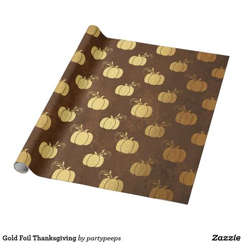 Gold Foil Thanksgiving Wrapping Paper | Wrapping paper, Custom wrapping ...