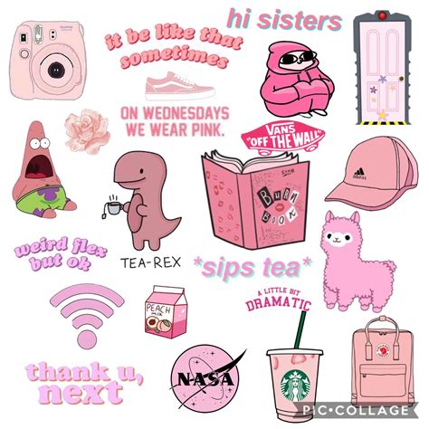 Aesthetic pink collage | Aesthetic stickers, Pink vibes, Pink