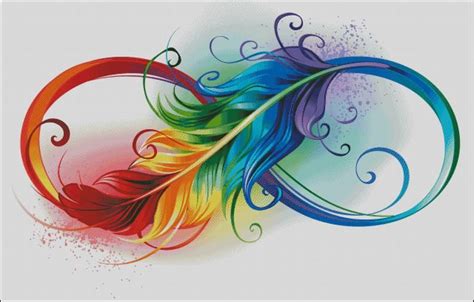 Rainbow Colored Infinity Symbol Feather Counted Cross Stitch - Etsy Canada | Tatuaggi arcobaleno ...