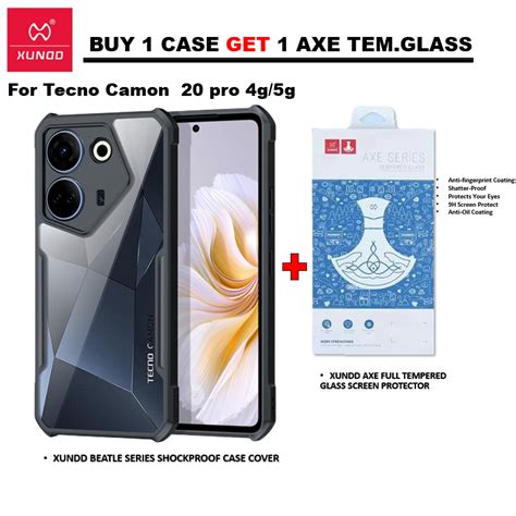 Tecno Camon 20 pro 5g/4g Xundd Beatle Case With Axe Full Tempered Glass Screen Protector ...