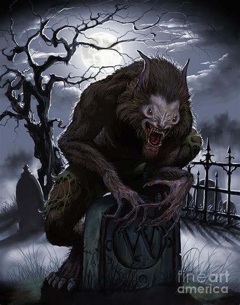 Graveyard Werewolf Digital Art by Stanley Morrison