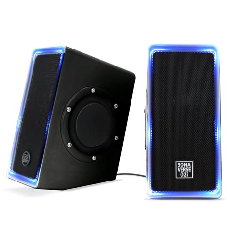 GOgroove SonaVERSE O2i LED Computer Speakers (Black) Small USB Powered ...