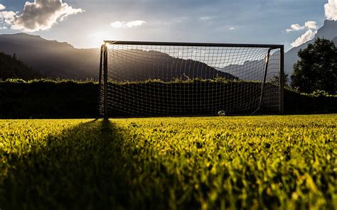 Football goal, training football field, sunset, football concepts, HD ...