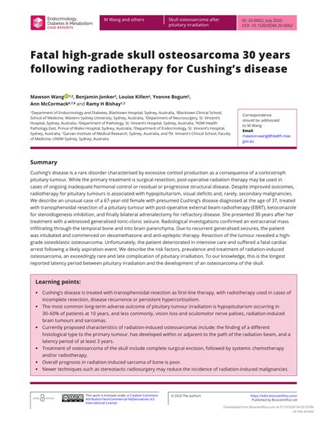 (PDF) Fatal high-grade skull osteosarcoma 30 years following ...