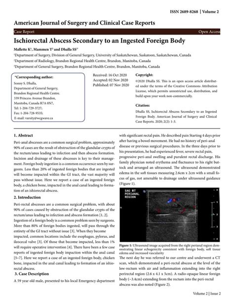 Ischiorectal Abscess Secondary to an Ingested Foreign Body