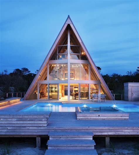 Beachfront A-Frame House With Wide Open Interior