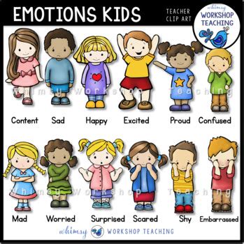 Emotions Kids Clip Art Set by Whimsy Workshop Teaching | TpT