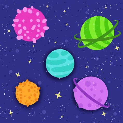 Premium Vector | Vector illustration of planets in the starry sky many planets of the solar system