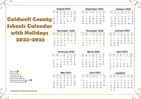 Caldwell County Schools Calendar with Holidays 2023-2024