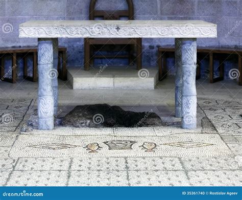 Mosaic Floor in Church of Multiplication, Tabgha Stock Photo - Image of feeding, background ...