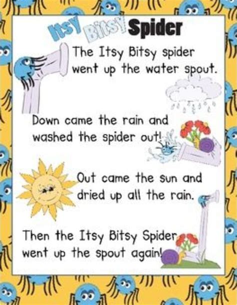 Itsy Bitsy Spider Lyrics Printable - Printable Word Searches