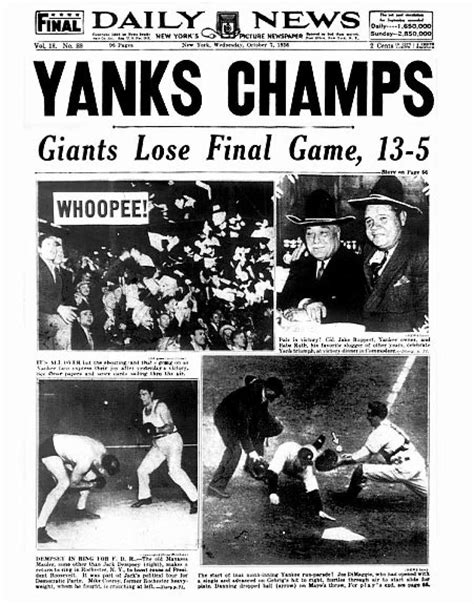 1936 Yankees winning world series newspaper | Yankees world series, World series, World series ...