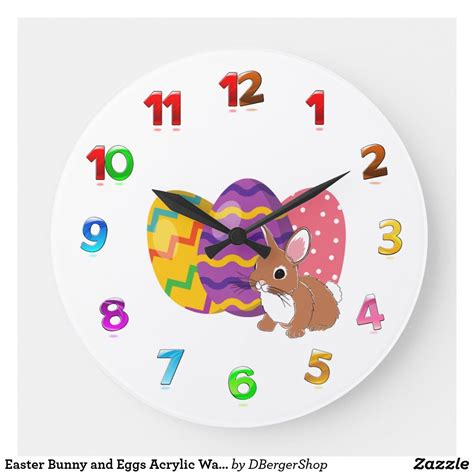 Cute Easter Bunny and Eggs Acrylic Wall Clock | Zazzle | Wall clock, Clock, Cute easter bunny