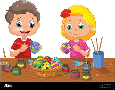 Little kids painting Easter egg Stock Vector Image & Art - Alamy