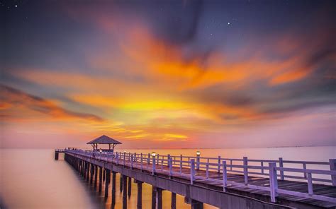 Ocean Pier Sunset, HD Nature, 4k Wallpapers, Images, Backgrounds, Photos and Pictures