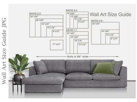 Wall Art Size Guide, Wall Size Comparison Chart, Print Size Guide, Wall ...