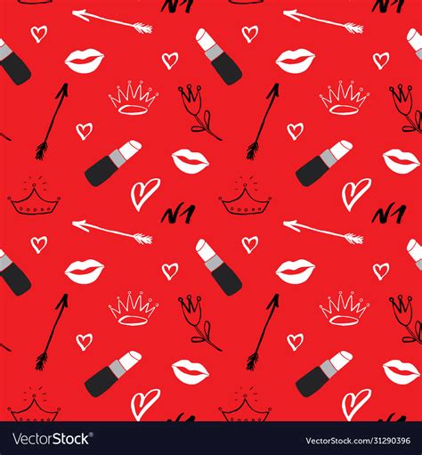 Lipstick seamless pattern hand drawn fashion Vector Image