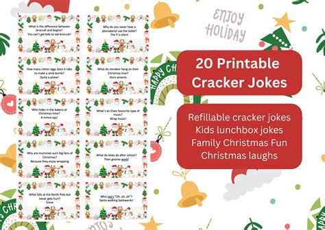 20 Christmas Cracker Jokes Printable Christmas Cracker Jokes Instant Download Christmas Jokes ...