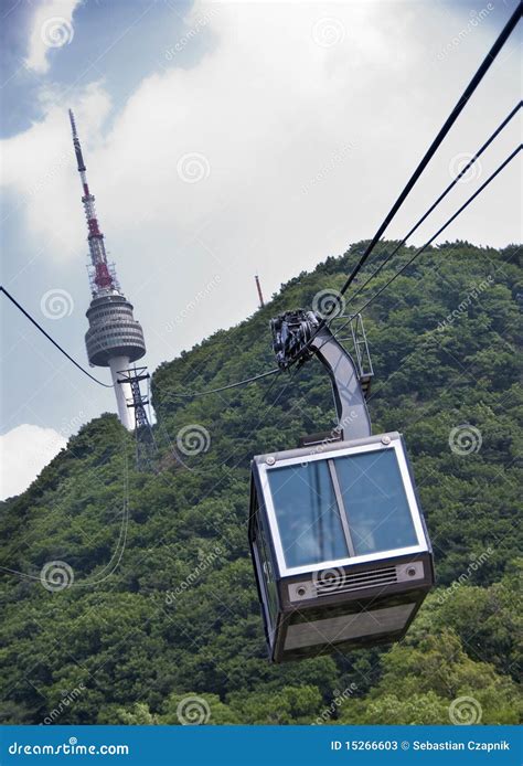 Cable car to Seoul N Tower stock image. Image of seoul - 15266603