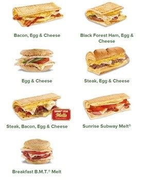 Subway Breakfast Menu (2024)