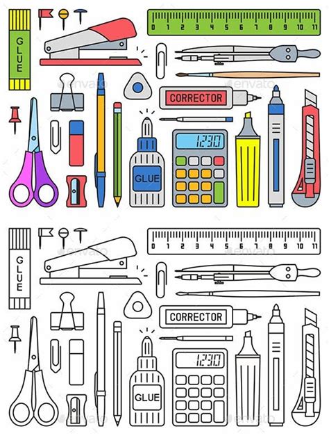 School Supplies Vector | Art school supplies, School supplies, Paper ...