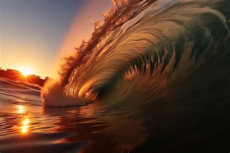 Premium AI Image | surfer catching the first wave bright simple bri