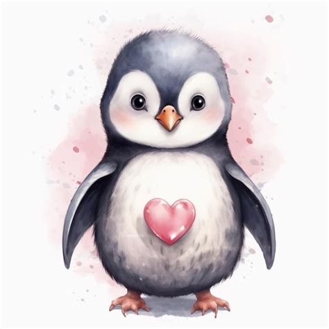 Premium AI Image | there is a penguin with a heart in its beak ...