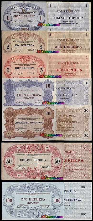 Montenegro banknotes - Montenegro paper money catalog and Montenegrian currency history