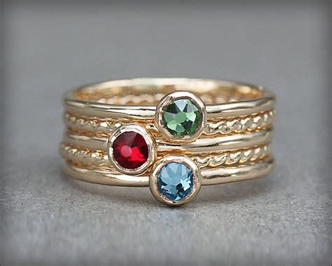 Birthstone Ring Set - (with 3 birthstones) | LE Jewelry Designs