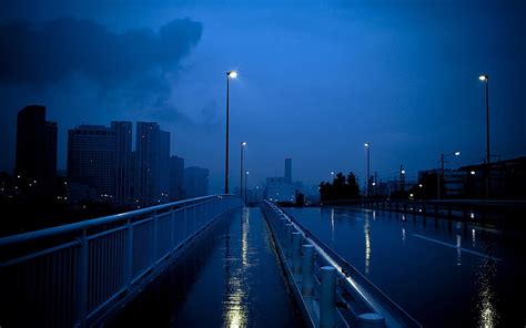 HD wallpaper: street lights lot, rain, night, wet street, cityscape ...