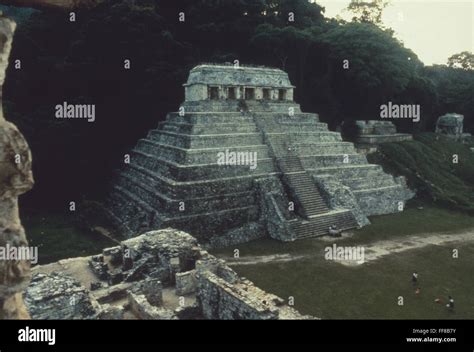 PALENQUE: MAYAN TEMPLE. /nMayan temple of Inscriptions at Palenque ...