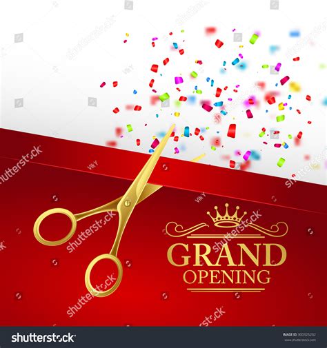 Grand Opening Illustration Red Ribbon Gold Stock Vector (Royalty Free) 300325202 | Shutterstock