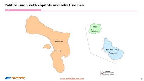 Caribbean Netherlands map with 3 Islands - Editable PowerPoint Maps