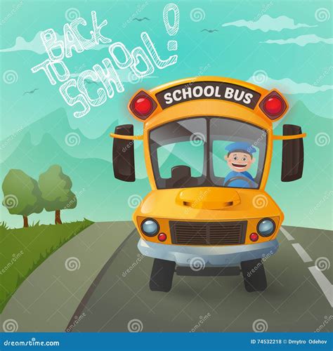 Funny School Bus Illustration Stock Illustration - Illustration of work, street: 74532218