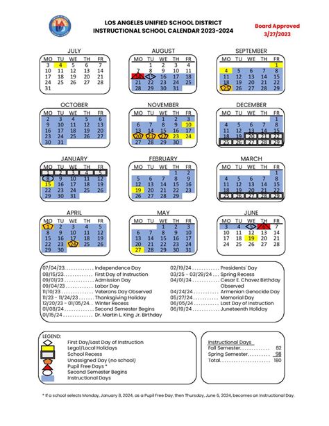 LAUSD Calendar 2025 PDF: A Comprehensive Guide To The Los Angeles Unified School District’s ...