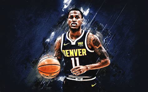 Monte Morris, NBA, Denver Nuggets, blue stone background, American ...