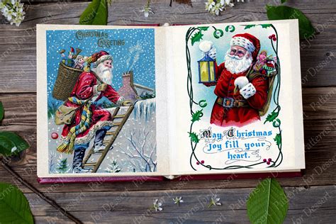 Vintage Santa Christmas Cards By Patterns for Dessert | TheHungryJPEG