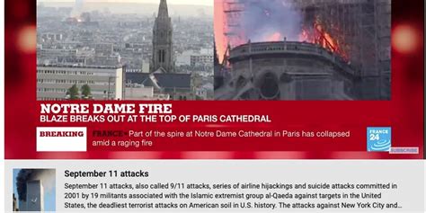 Notre-Dame Cathedral Fire: YouTube Videos Mistakenly Show 9/11 Info ...