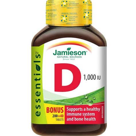 Jamieson Vitamin D3, 1000IU, BONUS! 200+40 Free Tablets