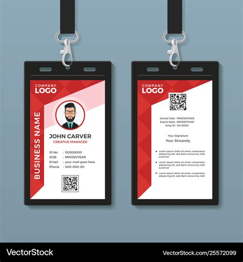 Simple red graphic id card template Royalty Free Vector