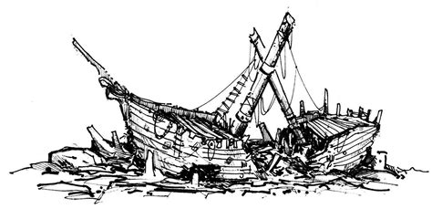 Image result for shipwreck drawing Boat Drawing, Ship Drawing, Shipwreck Tattoo, Sunken Ship ...