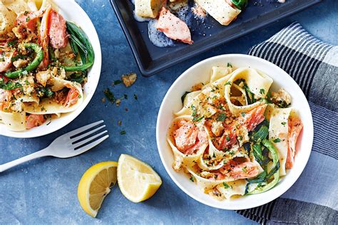 Leek and smoked trout tagliatelle with lemon pangrattato | Recipe Cart