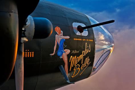 Memphis Belle- Nose Art At Sunset Photograph