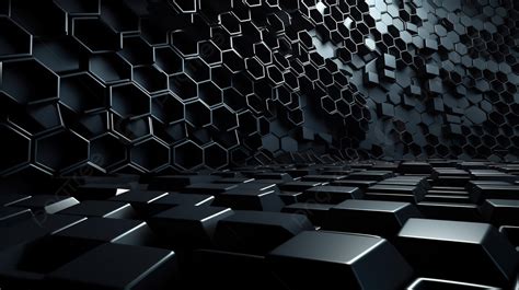 Hexagonal Tech Background In Abstract Black 3d Rendered Wallpaper ...