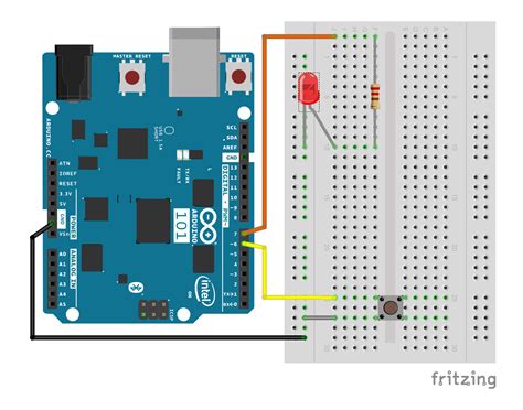 Arduino-er: Arduino/Genuino 101 example to read button and turn ON/OFF LED