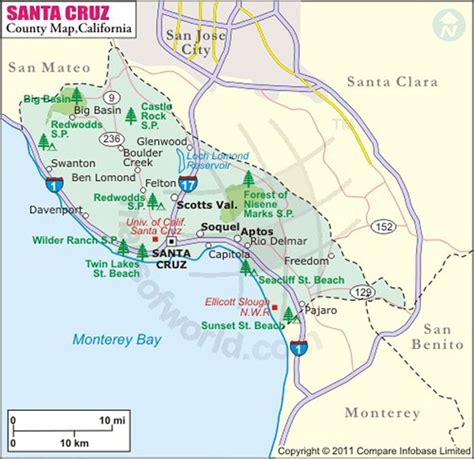 Santa Cruz County Map | Santa cruz county, California map, County map