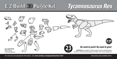 WowToyz - Instructions - Tyrannosaurus rex 3D Puzzle Kit